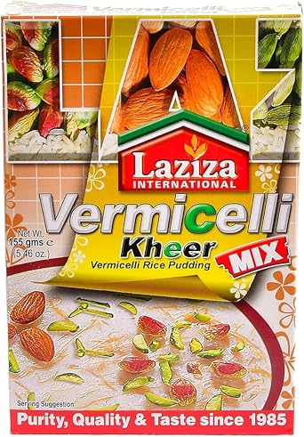 Laziza Vermicelli Kheer Mix 155g   Instant Rice Pudding Dessert Mix | Creamy Traditional Sweet Dish | Easy to Prepare | Pack of 1