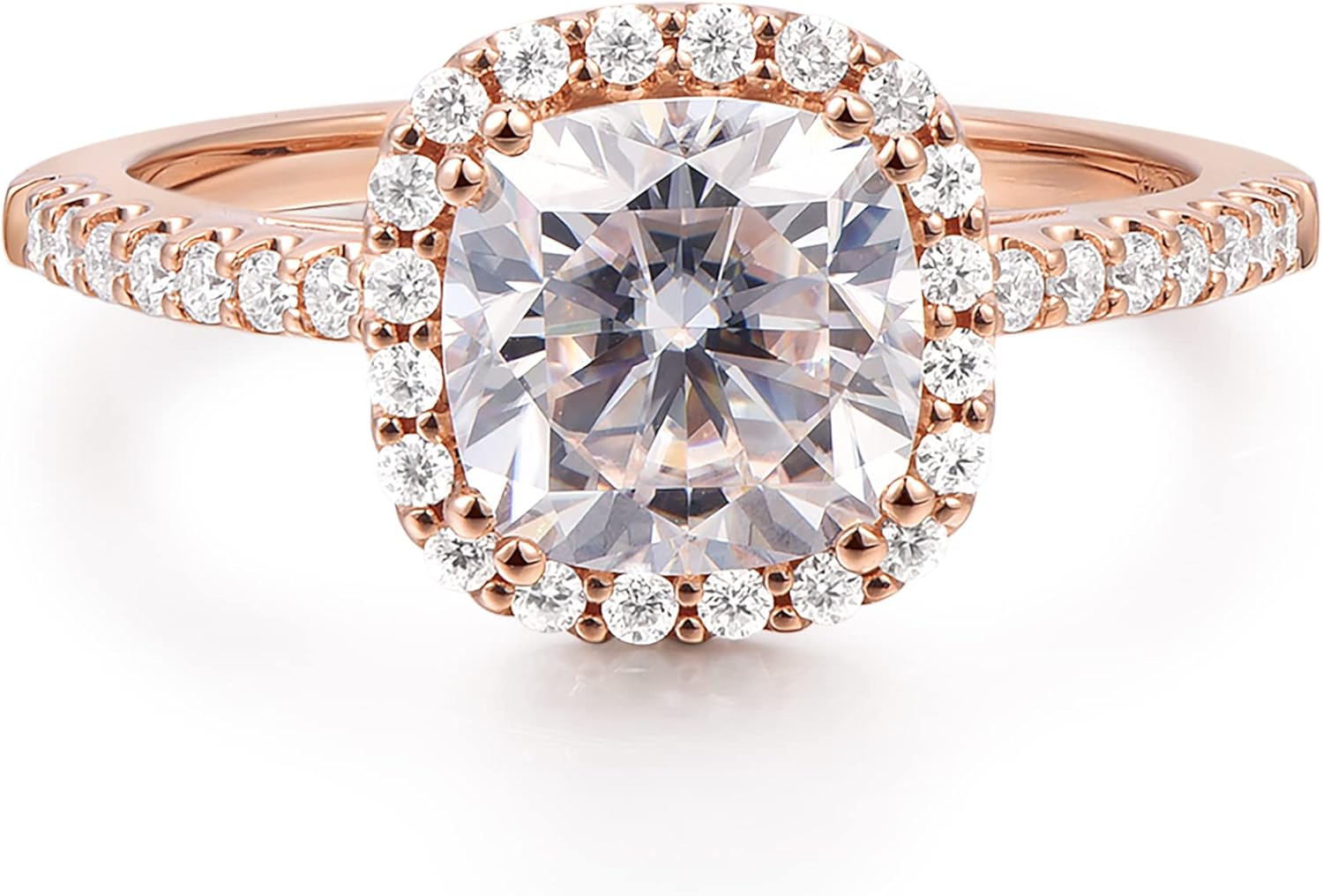 14K Solid Gold Moissanite Ring 14k Gold 2 Carat Cushion Cut D Color Hola Moissanite Engagement Rings for Women