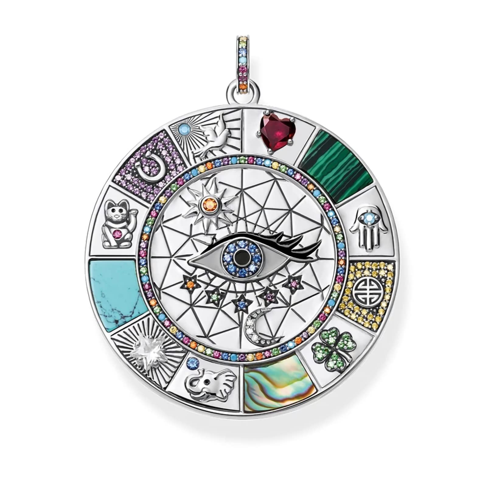 OYZY Pendants, Amulet Magical Lucky Symbols Attract All Eyes Pendants Jewelry 925 Sterling Silver Accessorie For Women Men (Color : Silver)