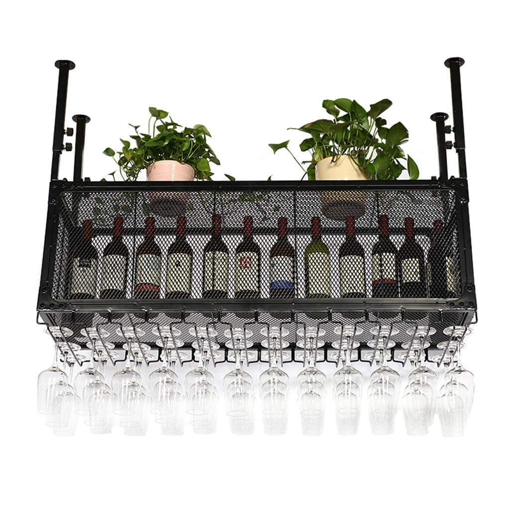 Support de stockage d'étagère murale 100x35cm avec casiers à vin et verres