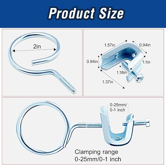 16 Sets 1/4 X 20 Stamped Beam Clamp & Diameter 2 Threaded Ring,Beam Clamps And Hangers Beam Clamp For Threaded Wire Ring Beam Clamps 1/4-20 Inch Thread