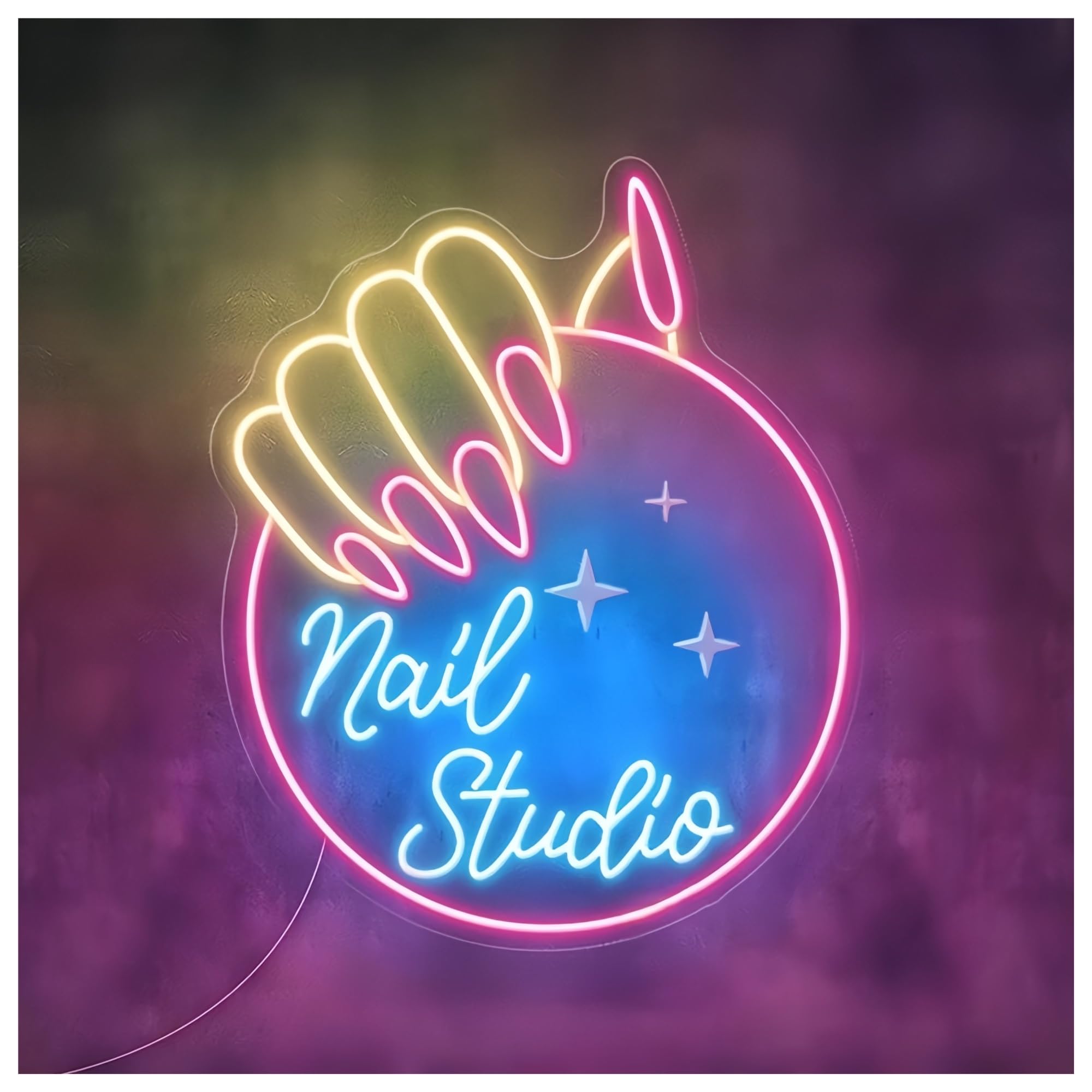 SHOUXI Sign Lamp Nail Salon Neon Sign Personalized Nail Studio Beauty Room Neon Light Beauty Salon Wall Art Decor Business Light Sign(A,71X58CM)