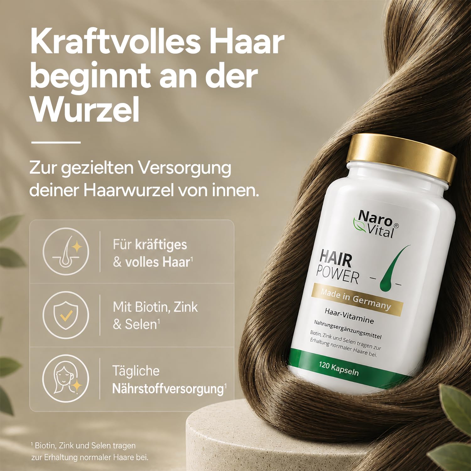 Haar Vitamine Haarausfall - 120 Kapseln I Hochdosiert mit Biotin, Zink, Selen, OPC, Hirse-Extrakt (reich an Silizium und Kieselerde) ohne chemische Haarwuchsmittel I Haarvitamine für Haar- & Bartwuchs