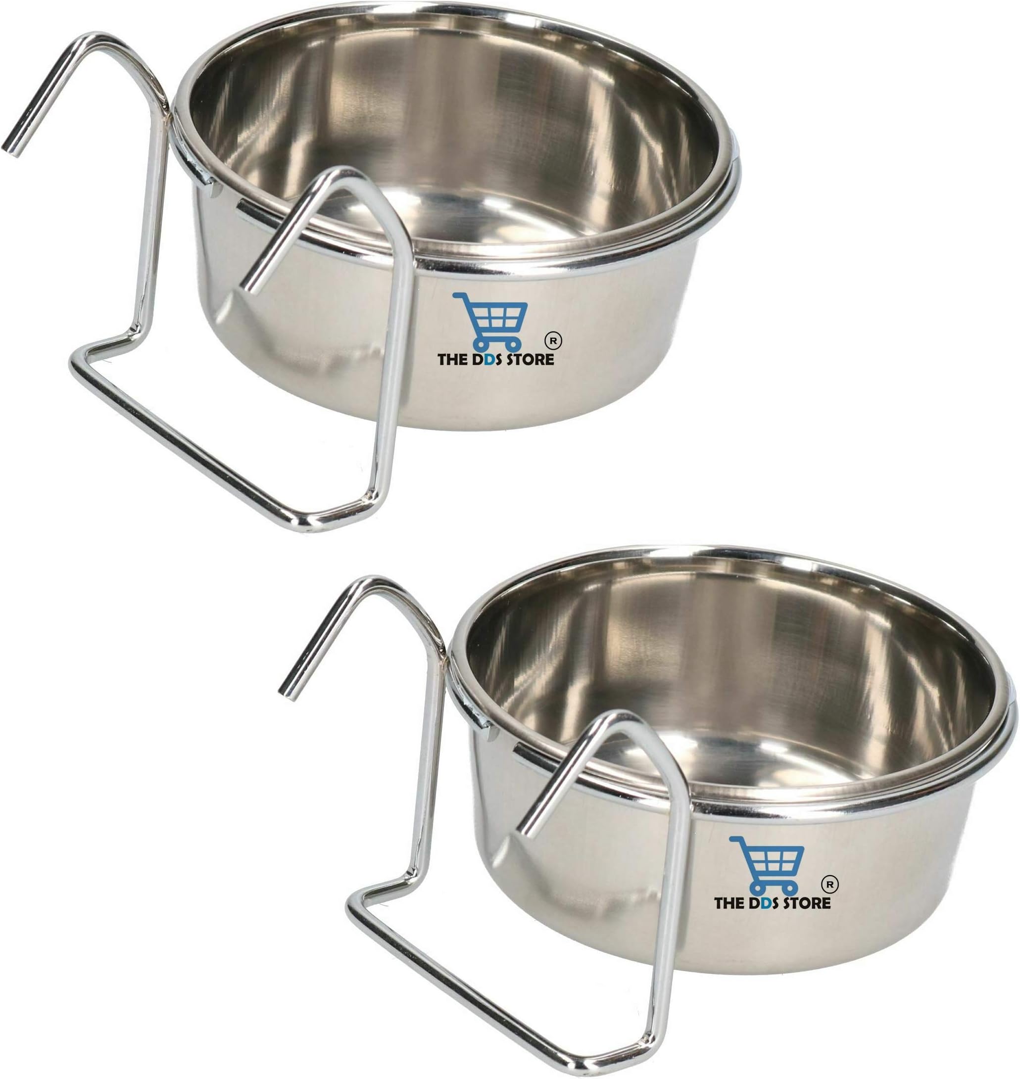 Birdcage Bird Feeder Birds Bowls for Cage Parakeet Food Dish Parrot Feeders Water Bowls Stainless Steel Dishes Coop Cups for Small Animals Finches Lovebirds .. (Hook Holder, 200.ML Hook Pack of 2)