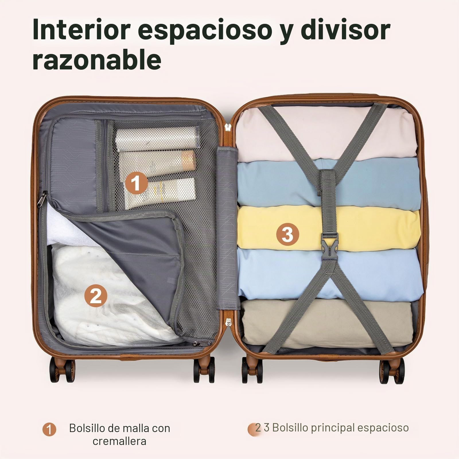 Kono Juego de 4 Maletas 31/55/65/75cm Maleta de Cabina Maletas de Viaje Cabina Ligera Portátil con Cerradura TSA y 4 Ruedas, Azul
