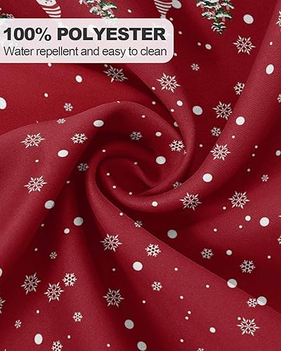 Miniatura 5 de HELLOWINK Mantel redondo de Navidad de 60 pulgadas, mantel navideño de muñeco de nieve, impermeable y a prueba de manchas, lavable y reutilizable,