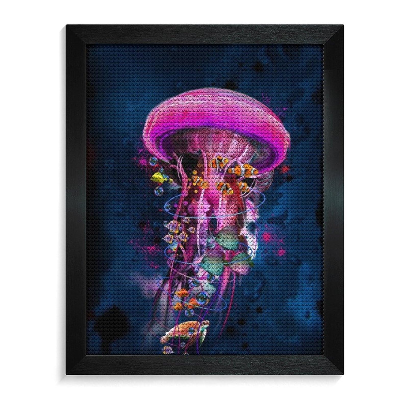 Amazon | ダイヤモンドアート キット 海のピンクのクラゲ 5D モザイク