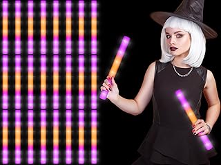 24 Pcs 16 Inch Halloween Glow Sticks Bulk LED Foam Sticks Orange and Purple Light up Party Favors Glow in the Dark Light Sticks with 3 Flashing Modes for Birthdays Weddings Raves Concerts