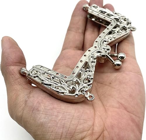 Miniatura 3 de 3dancraftit Aleación de zinc vintage en relieve para coser, cierre de beso, monedero, bolsa, marco de embrague de 4 x 2 pulgadas, níquel D22