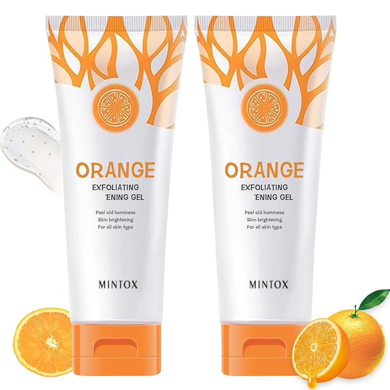 Gel esfoliante de laranja BROUYOUE para rosto e corpo, pacote com 2