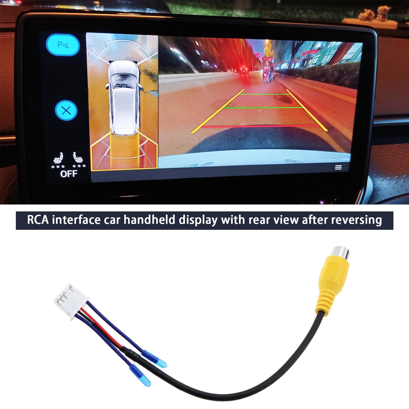 OTOTEC 4Pcs 10Pin Car Reversing Camera Cable Adaptor Rear View Large Screen Reversing Wiring Harness for Car Large Screen Machine with Camera Radio DVD