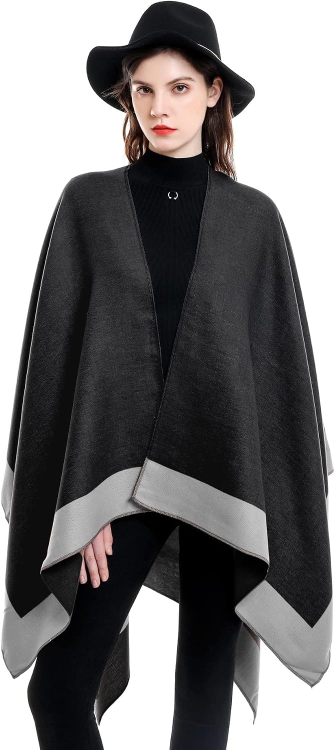 Shawl Wraps for Women, Elegant Knitted Cape Open Front Poncho Scarf Blanket Cardigan Coat for Spring, Autumn, and Winter image 2