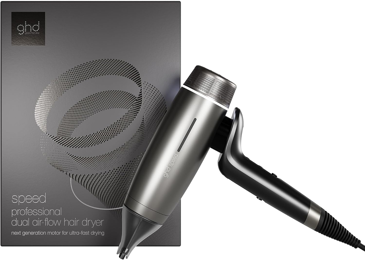 ghd Speed Ionic Hair Dryer in Titanium Black - Fast, Quick, Powerful Blow Dries with Control & No Heat Damage, ghd's Best Blow Dryer - for All Hair Types