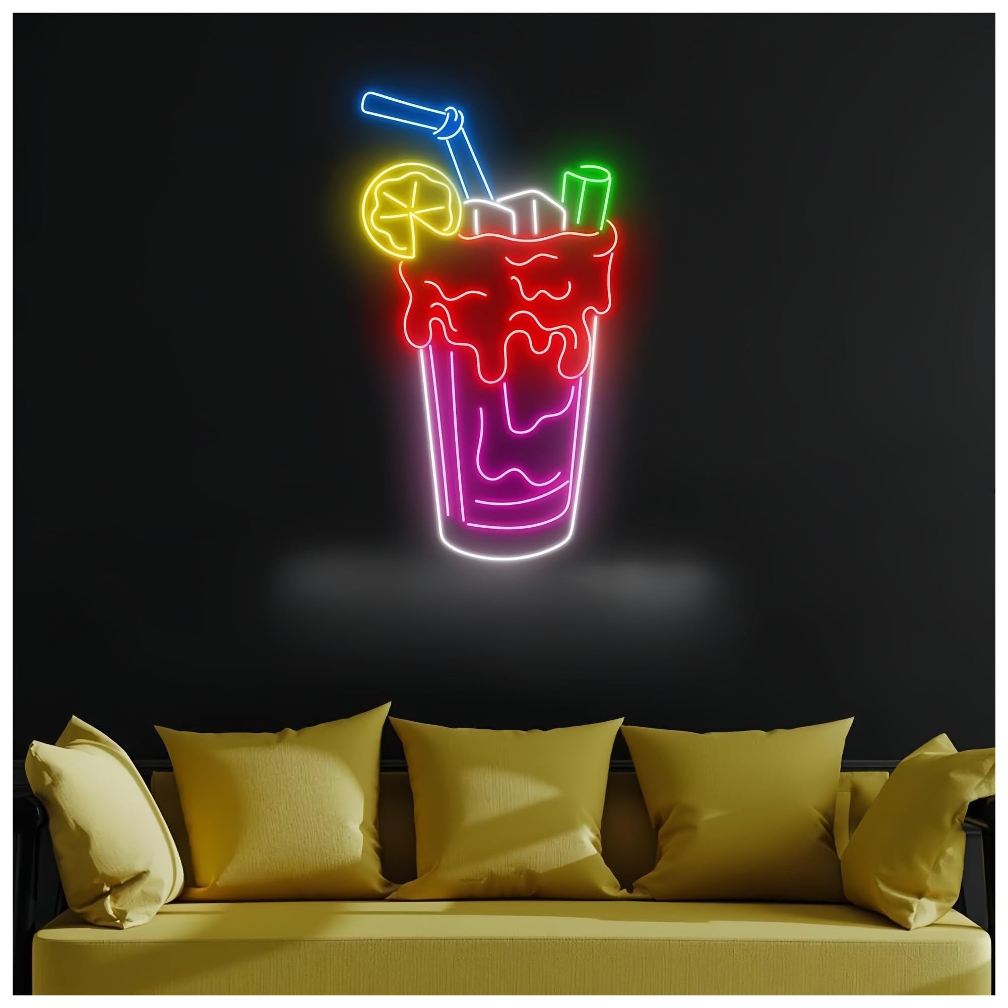 Shouxi One Color Sign Lamp Cocktails Neon Sign Bar Pub Wall Decor Drinking Shop 60Cm