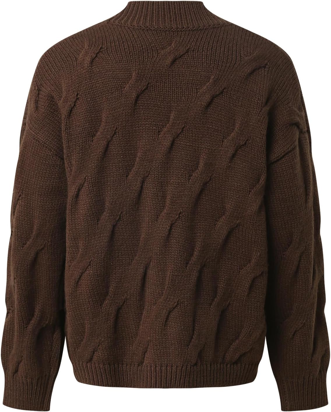 Men's Long Sleeve Deep V Neck Cable Knit Open Front Cardigan Sweater Casual Loose Fit Cardigans