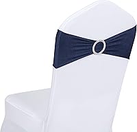 Vista 20 de Obstal 50 cintas elásticas de elastano para sillas de recepción de boda, bandas elásticas universales para sillas con hebilla deslizante para Negro
