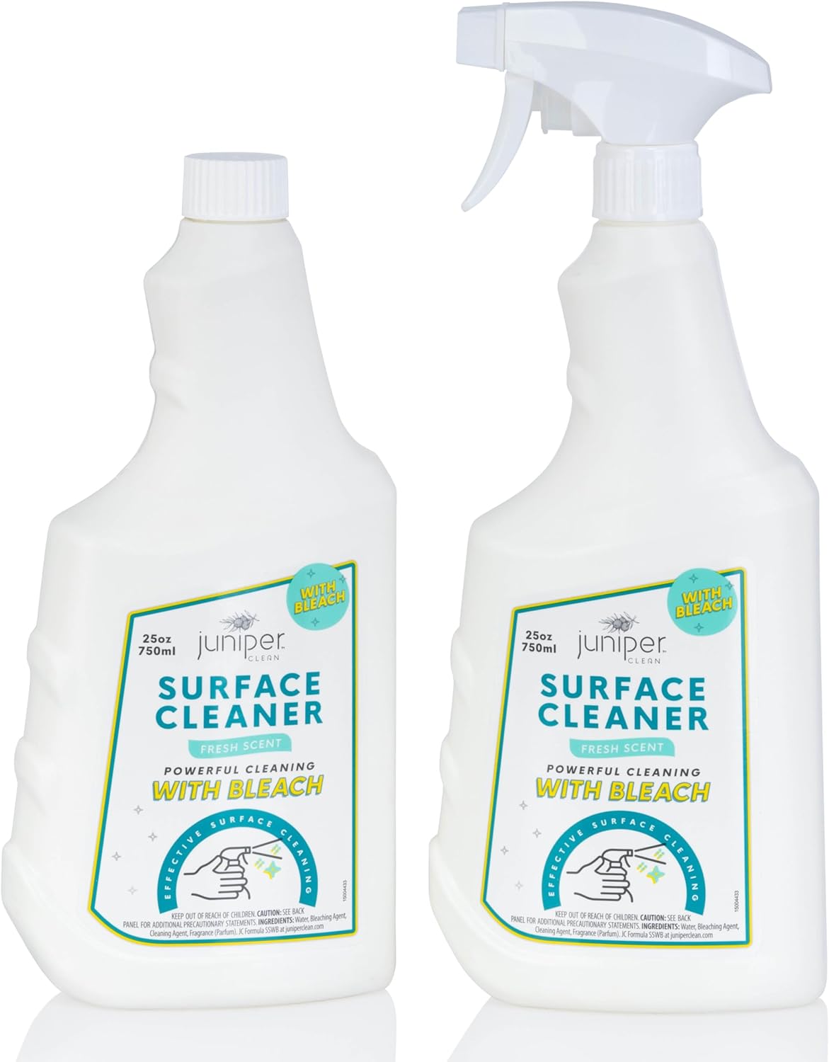 Juniper, Surface Cleaner With Bleach, All-Purpose Cleaner for Bathroom, Kitchen, Toilet, 25 Fl. Oz Trigger Spray Bottle, (Pack of 6), Total 150 Ounce