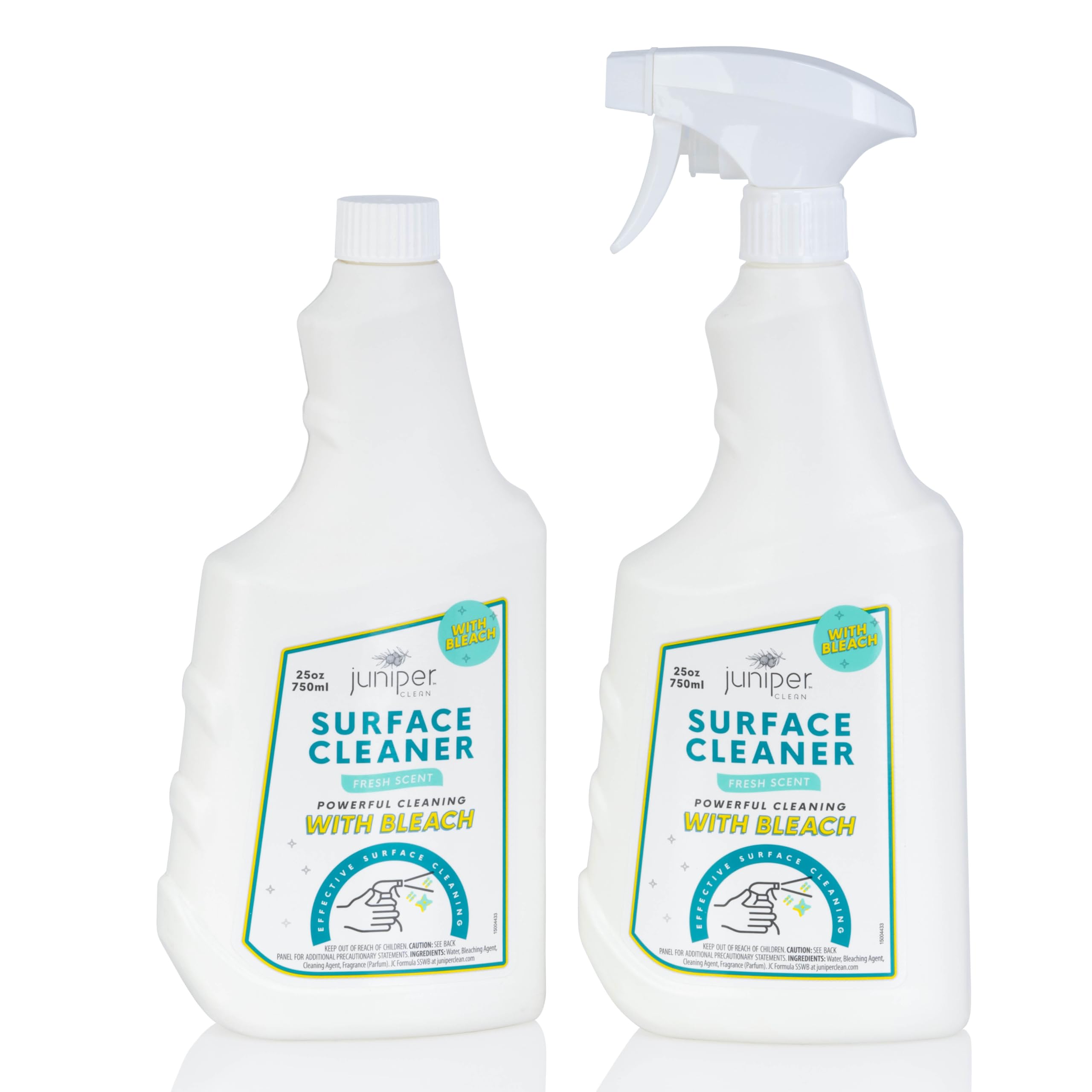 Juniper, Surface Cleaner With Bleach, All-Purpose Cleaner for Bathroom, Kitchen, Toilet, 25 Fl. Oz Trigger Spray Bottle, (Pack of 2), Total 50 Ounce
