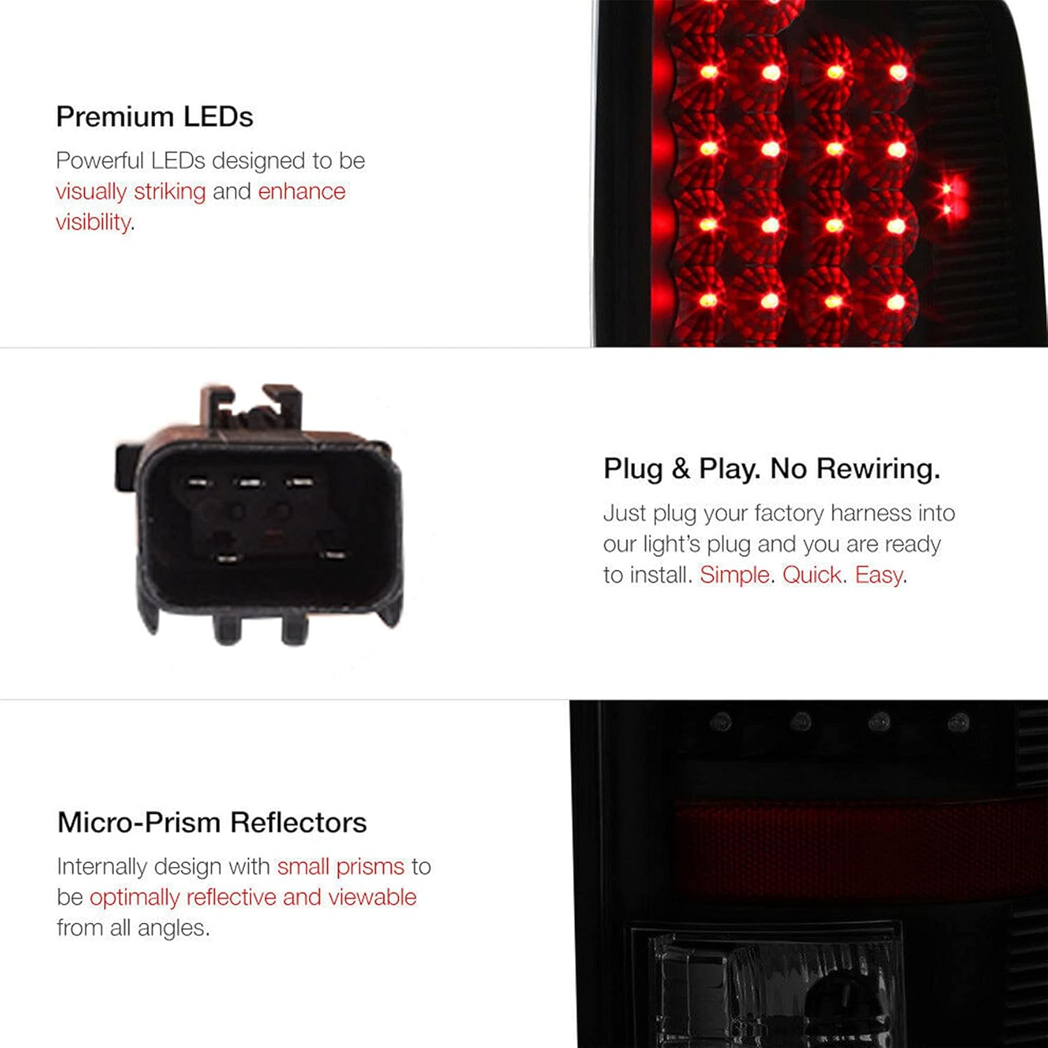 munirater Sinister Black Tail Lights Brake Reverse Lamps Smoke Lens Replacement for R-A-M 1500 2500 3500 2002-2006 Driver and Passenger Side