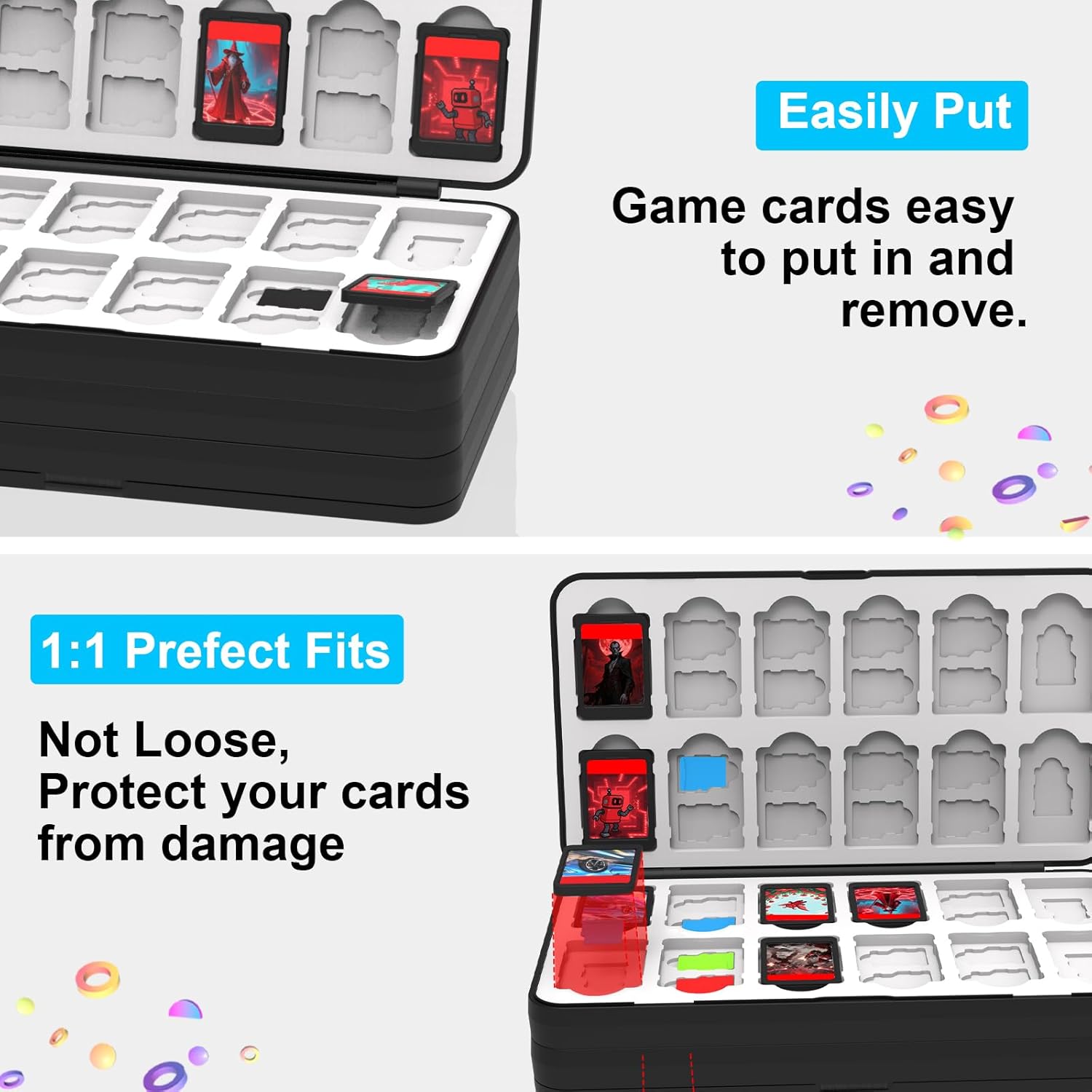 iPLYGAM Switch Game Case Holder for Nintendo Switch 2/OLED/Lite with 96 Cartridge Slots and 160 Micro SD Card Storage, Portable Game Protective Organizer Traveler Gift Accessories - Image 4