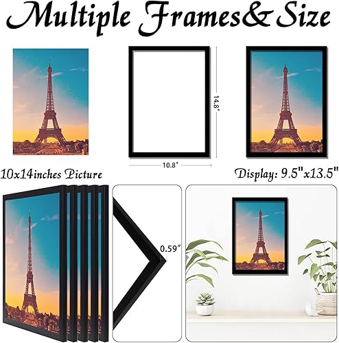 Vista 112 de Juego de 5 portarretratos de 10 x 14 pulgadas, marcos de fotos blancos de alta transparencia para galería de pared horizontal de escritorio vertical