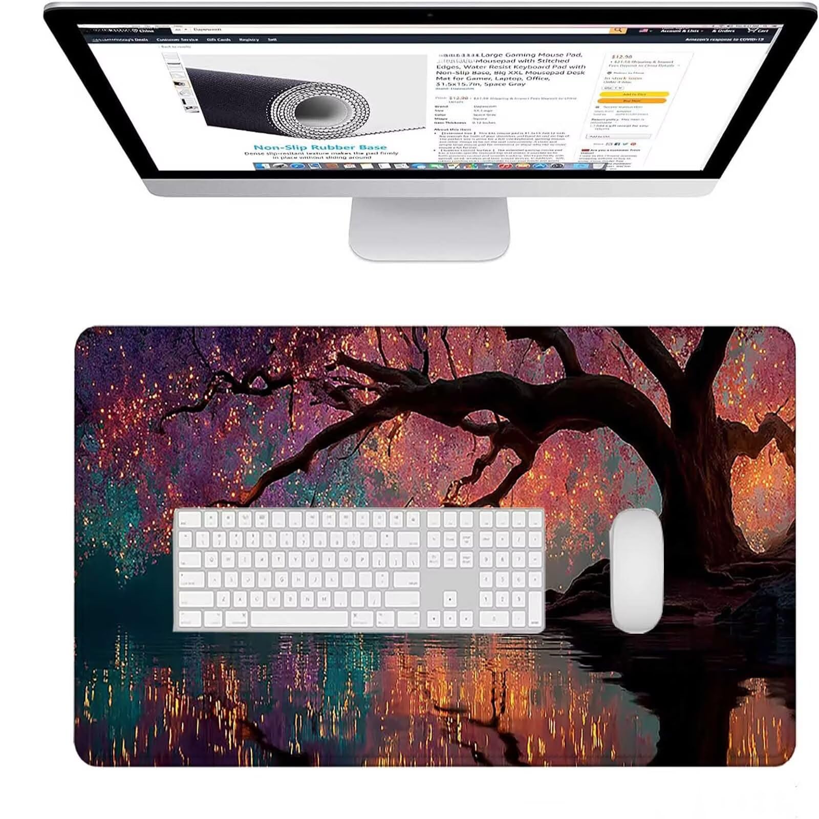Podkładka pod mysz XXL 1600 x 800 x 3 mm, duża różowa podkładka pod mysz do gier z motywem, marzenie biurko podkładka pod mysz do gier na PC, MacBook, laptop, poprawia dokładność i szybkość dla biura