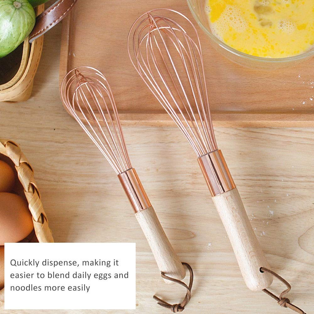 Trzepaczka do jajek ze stali nierdzewnej trzepaczka do jajek, różowe złoto mini wisk ręczna trzepaczka mleko jajka jedzenie blender mikser przybory kuchenne .(L)