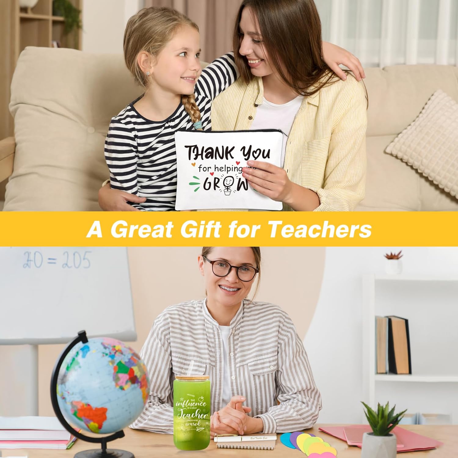 30 Sets Teacher Appreciation Gifts Bulk - Thank You Teacher Glass Cups Gift, Back to School Gifts, Retirement Gift for Women, 16oz Lids and Straws Glass Cups for Graduation Teachers Party Favor
