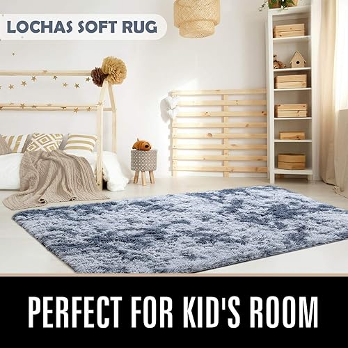 Miniatura 6 de LOCHAS - Alfombra de terciopelo de lujo para interior, alfombra de pelo esponjoso, extra cómoda y suave, alfombra abstracta para dormitorio, sala de