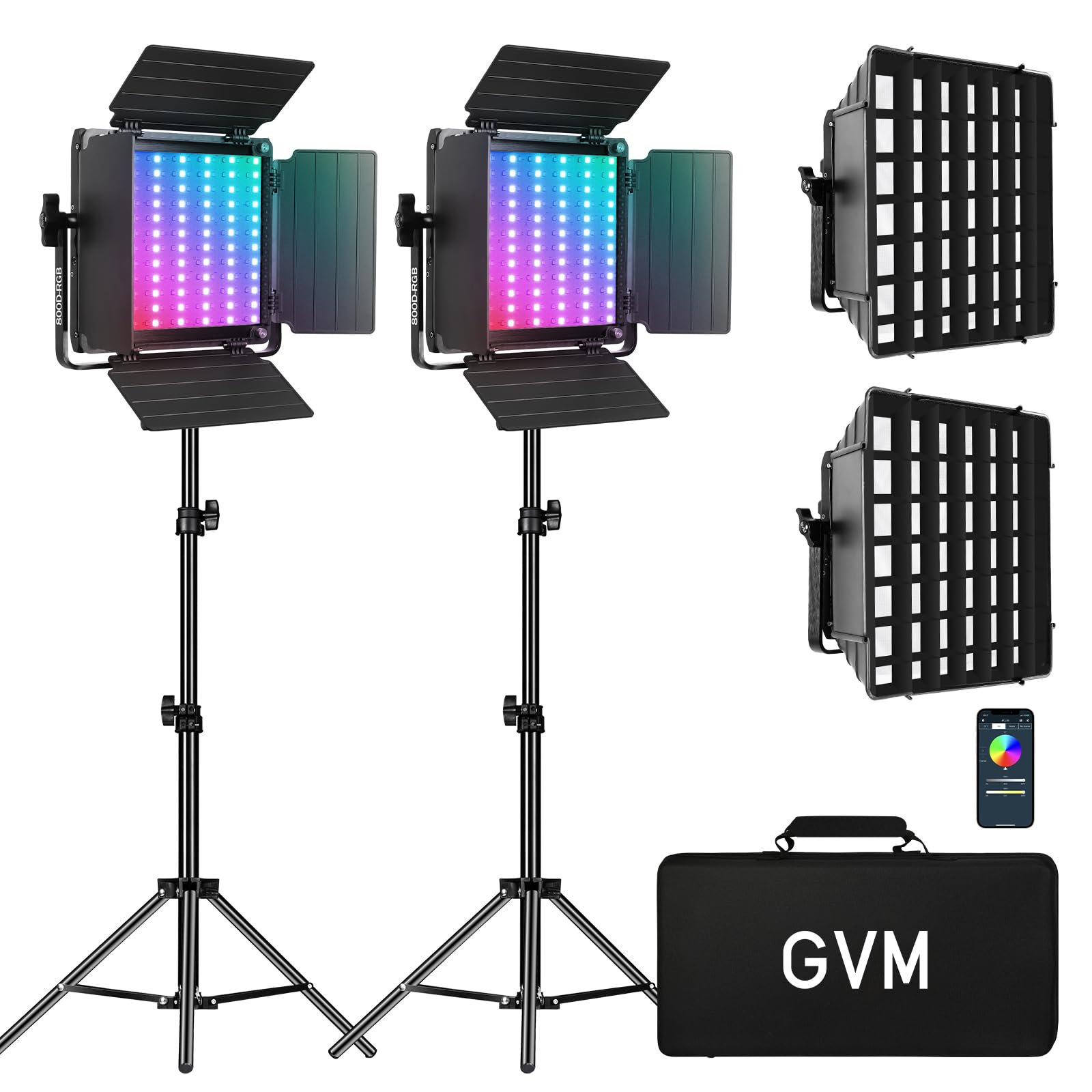 Amazon | GVM 800D RGB LEDライトパネル、2パックビデオ照明キット