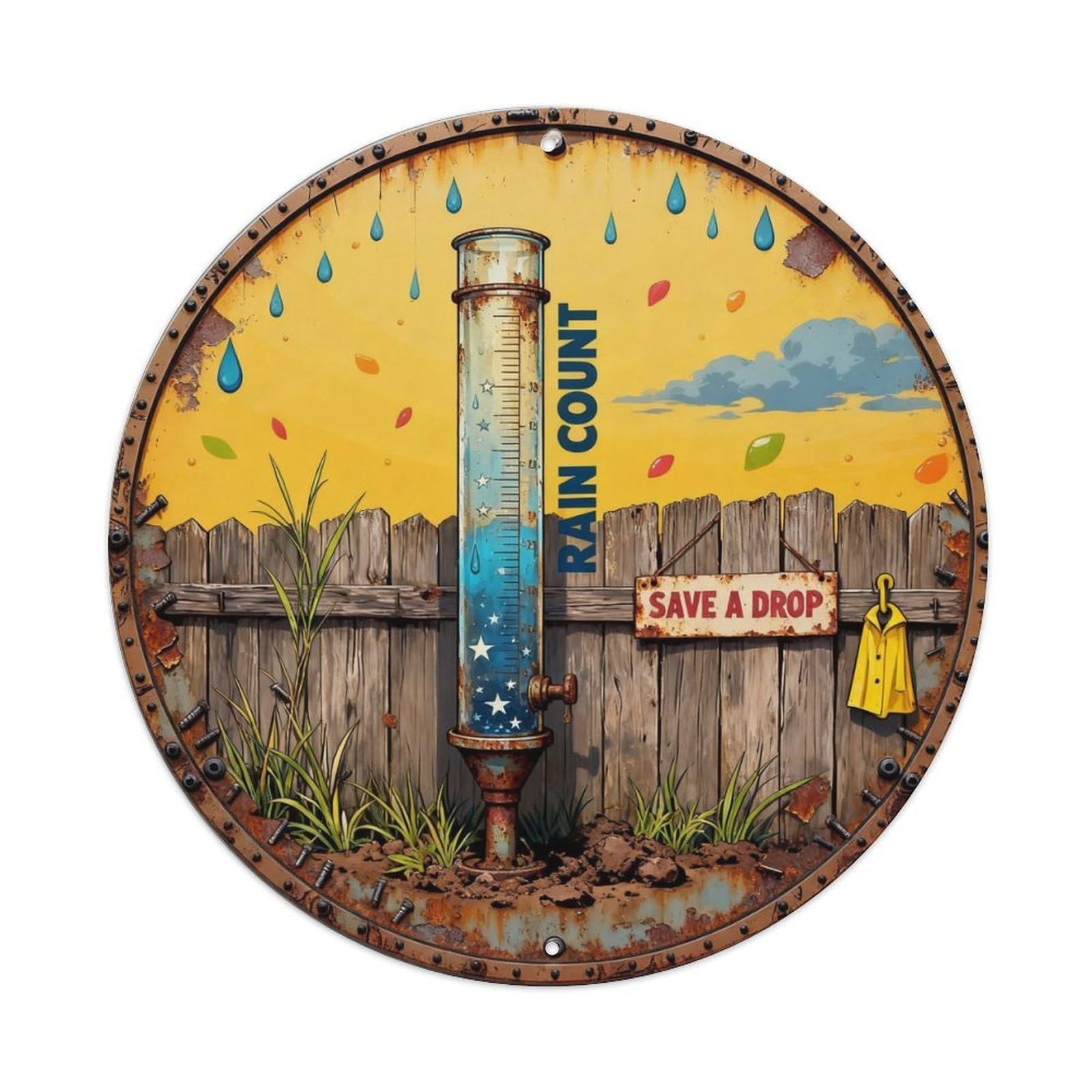 Rain Count Sign Metal Tin Sign Plaque