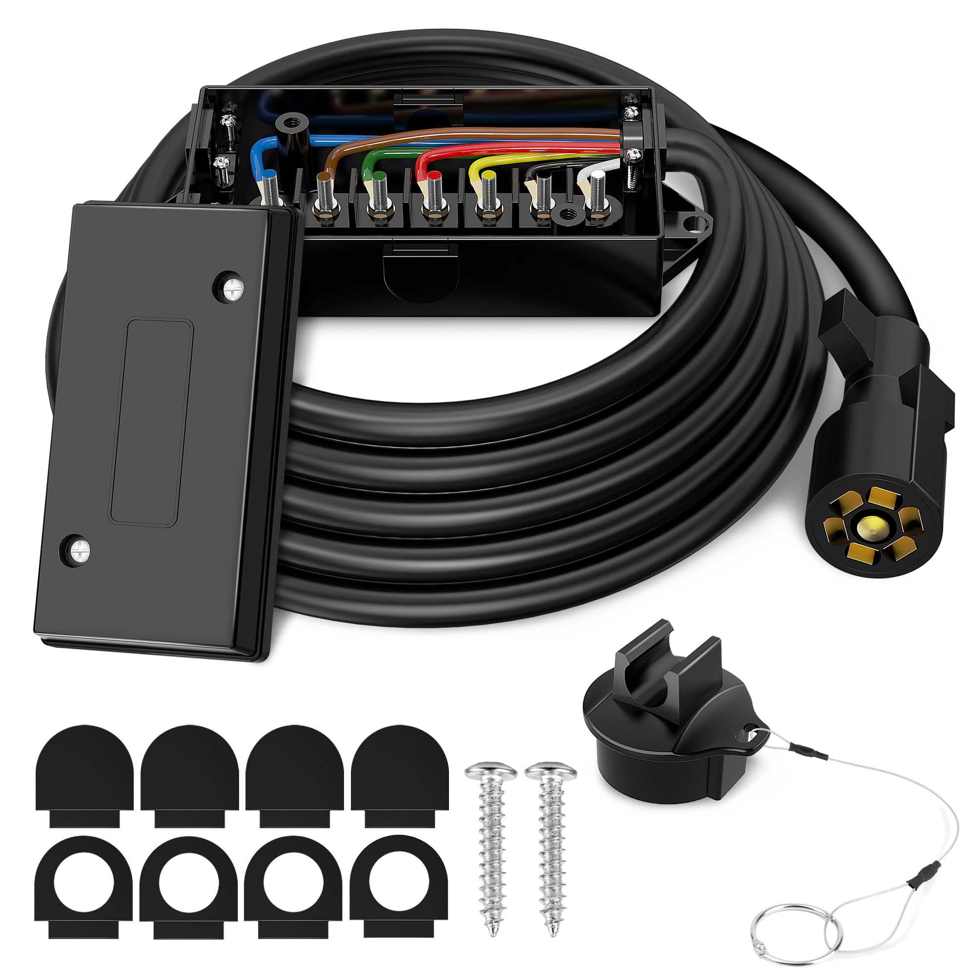 Amazon.com: WOLFWILL 8ft 7 Way Trailer Plug Cord with 7 Gang
