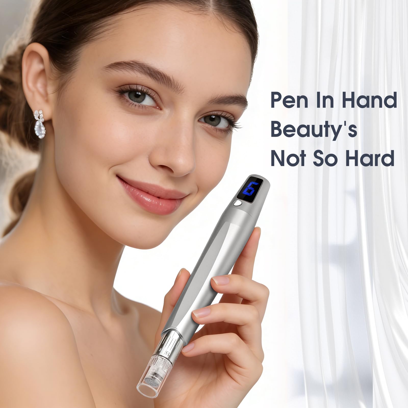 0.25mm Microneedle Skin Care Tool, Derma Roller Pen with Ergonomic Handle for Men and Women, Home Beauty Routine