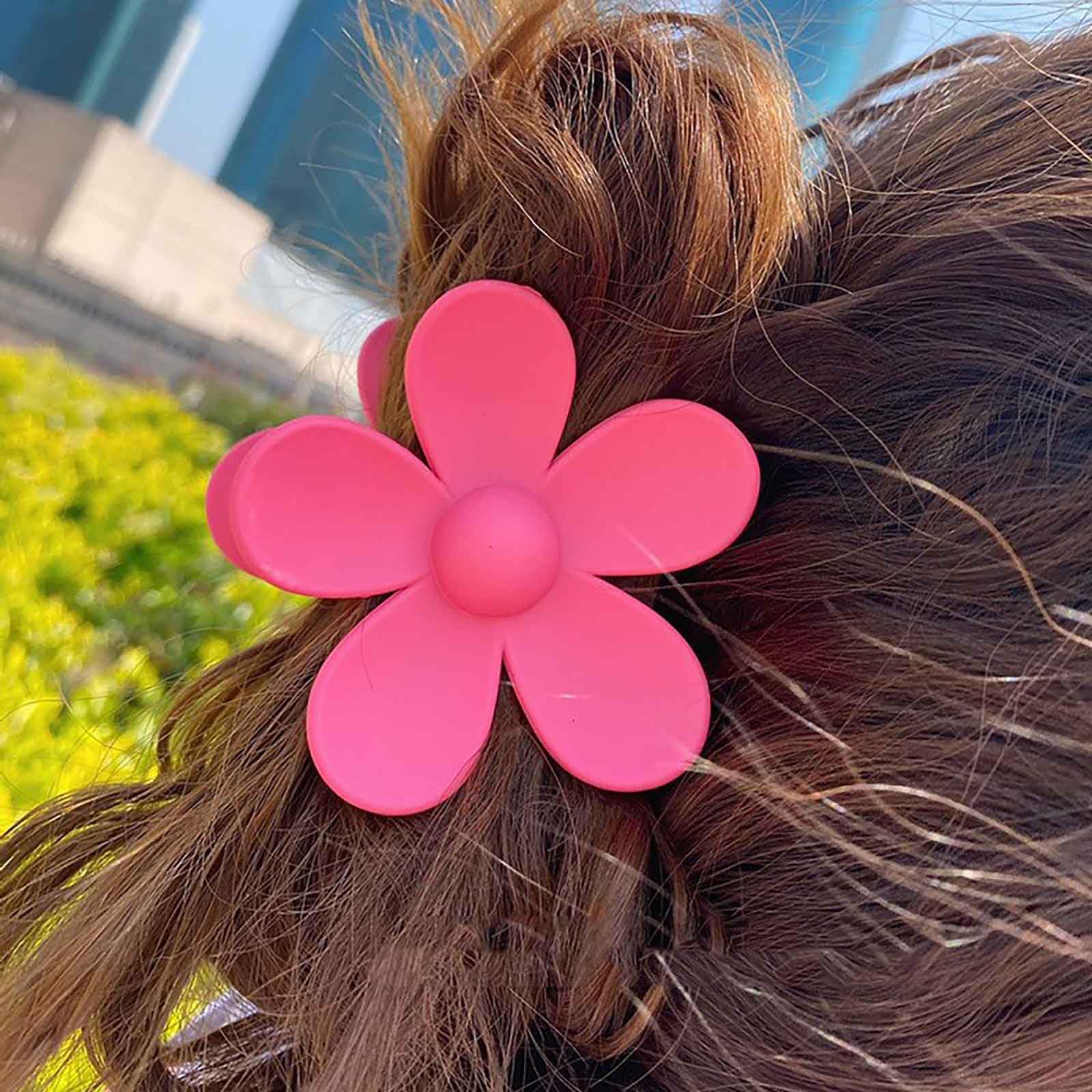 Cybche Large Flower Hair Claw Clips Big Floral Hairclip Candy Acrylic Huge Claw Clip Cute Pink Flower Hair Headclip Matte Flower Hair Accessories for Women Headdress - Image 2