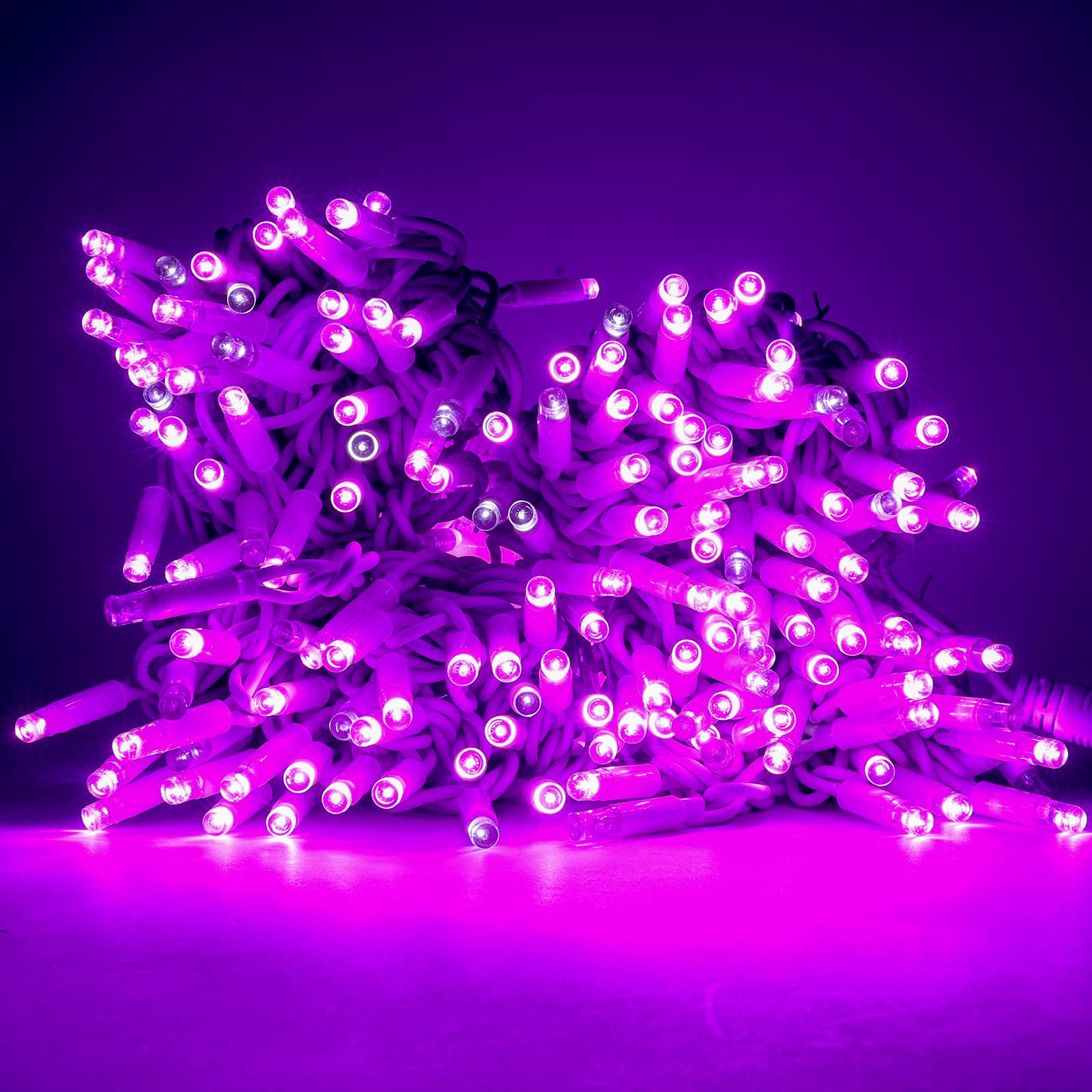 Luccika Cadena de luces de Navidad LED profesional, MaxiLed de 8 mm, Flash, para jardines, tiendas, bares, exteriores (violeta con flash blanco hielo, 30 metros, 300 LED)