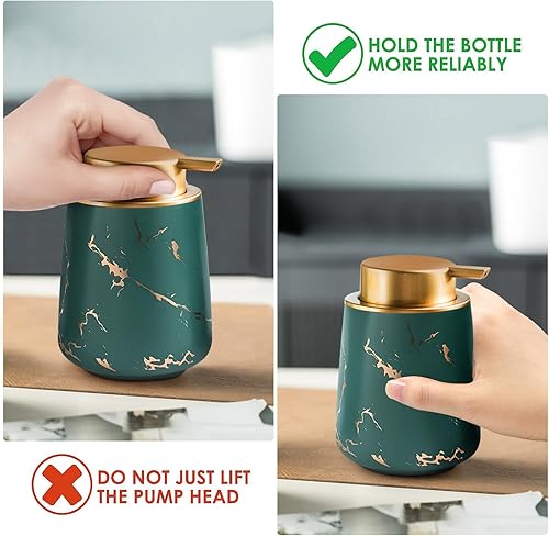 Miniatura 5 de YYW Dispensador de jabón espumoso de mármol, dispensador de jabón de manos de cerámica de 13.5 onzas, dispensador de jabón líquido para lavar