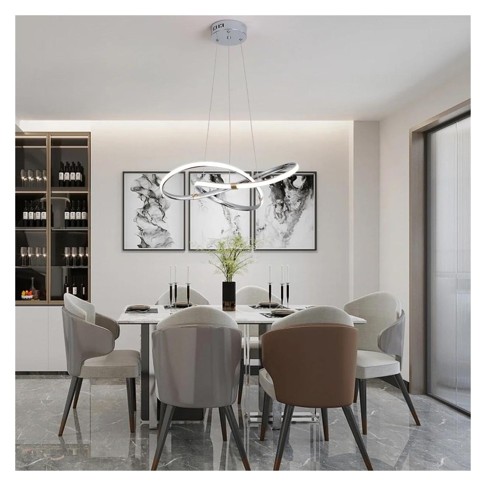 Lampes suspendues LED modernes plafonnier bulles de verre chrome