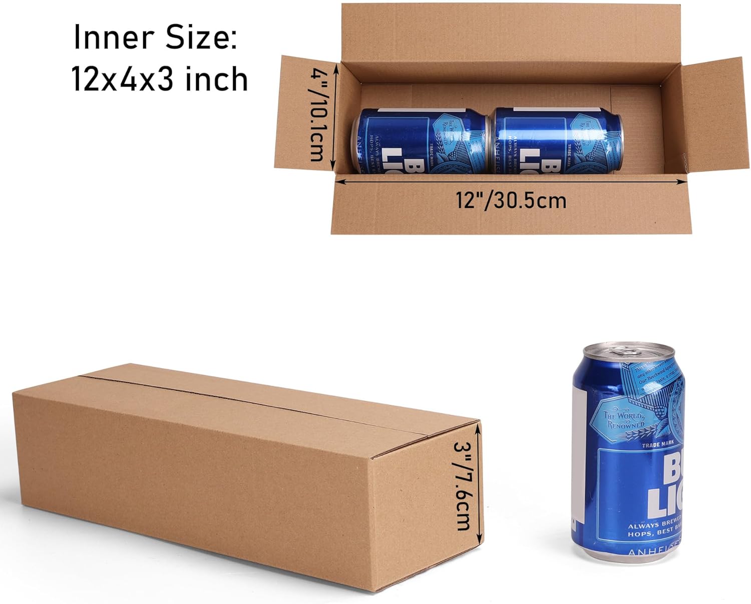 CRUGLA 40 Packs 12x4x3 Shipping Boxes for Small Business, Corrugated Cardboard Boxes Bulk for Shipping Packing Mailing 12x4x3 Shipping Boxes Brown