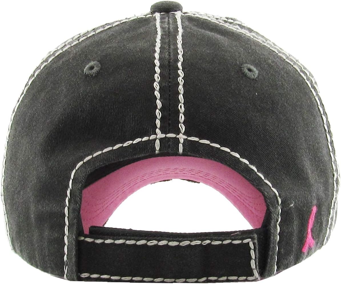 Funky Junque Pink Ribbon Baseball Caps for Women & Men – Breast Cancer Awareness Hat, Survivor Gift, Support Hope
