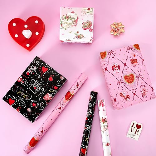 Vista 114 de WERNNSAI Rollos de papel de regalo de dinosaurios, 3 rollos de papel de regalo de dinosaurio rosa de 17 x 120 pulgadas, para bebés, niñas, Pink