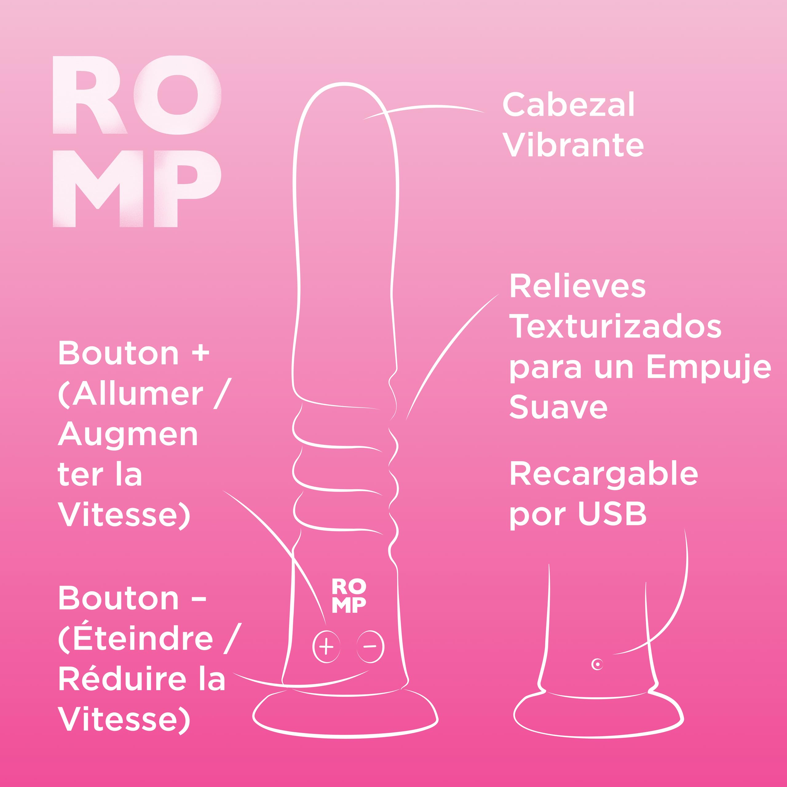 ROMP Jiggle Consolador Vibrador con Empuje para Mujer | Juguete Sexual con Ventosa Fuerte | 6 Intensidades y 4 Patrones | Silicona Recargable Resistente al Agua | Placer Manos Libres