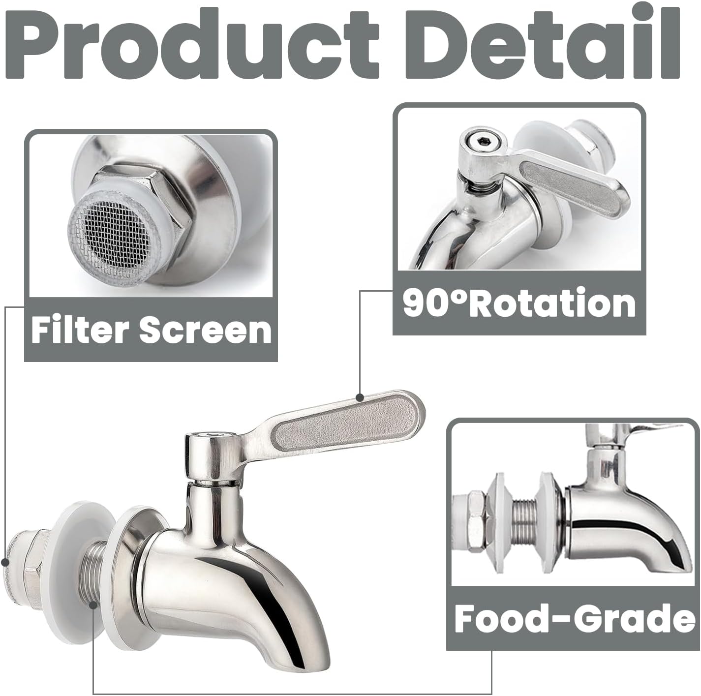 Beverage Dispenser Replacement Spigot,Stainless Steel Spigot for Water Dispenser,Drink Dispenser Replacement Faucet (1)