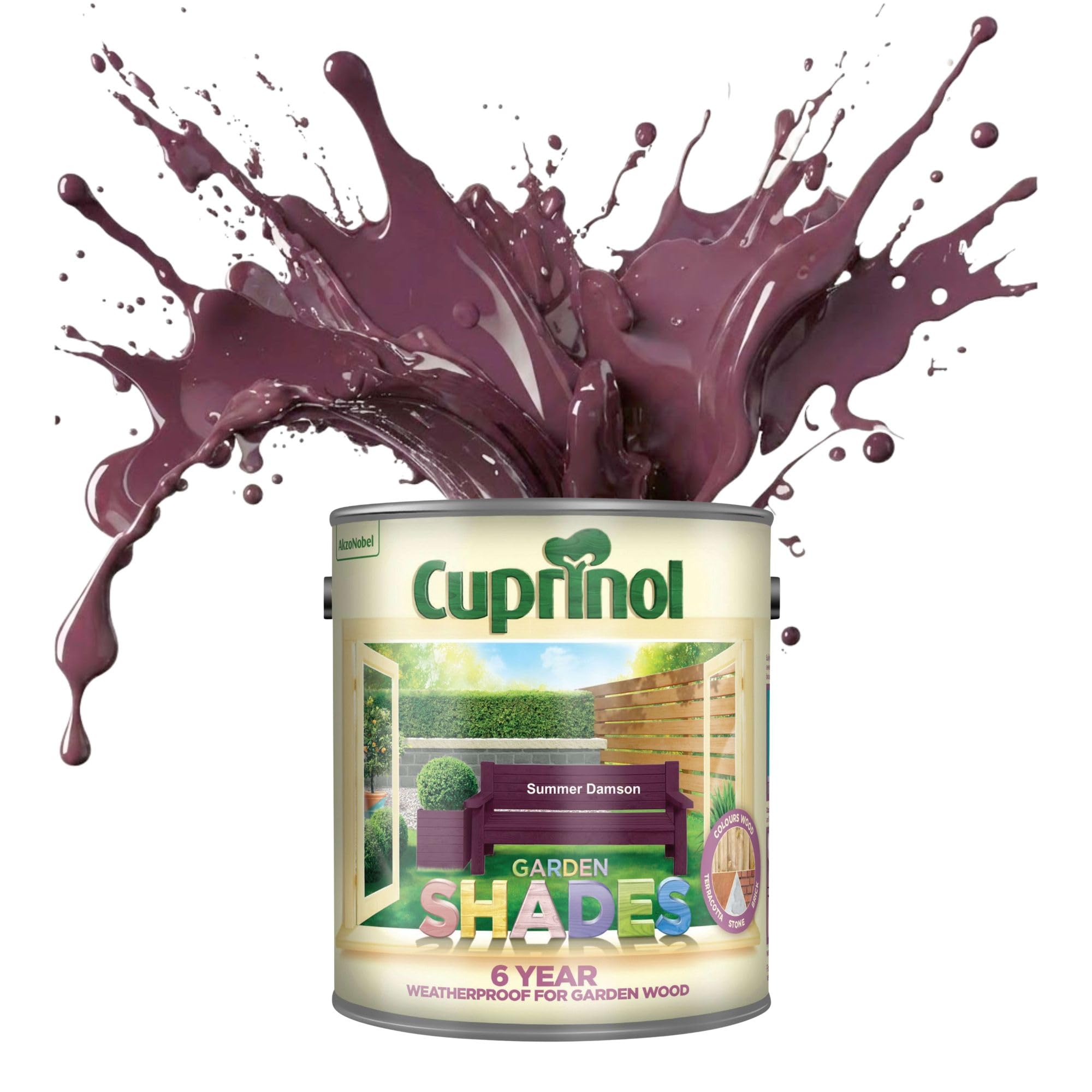 ARUUJ Garden Shades Summer Damson, 1 Liter Fence Paint, Outdoor Wood Paint for Sheds, Gardens Furniture, Trellis Fence & Exterior Wood, Water Based Matt Finish, Weather Resistant