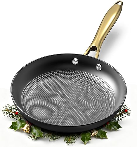 imarku Sartenes antiadherentes, sartén de larga duración de 10 pulgadas, sartén profesional antiadherente de hierro fundido, mango que se mantiene
