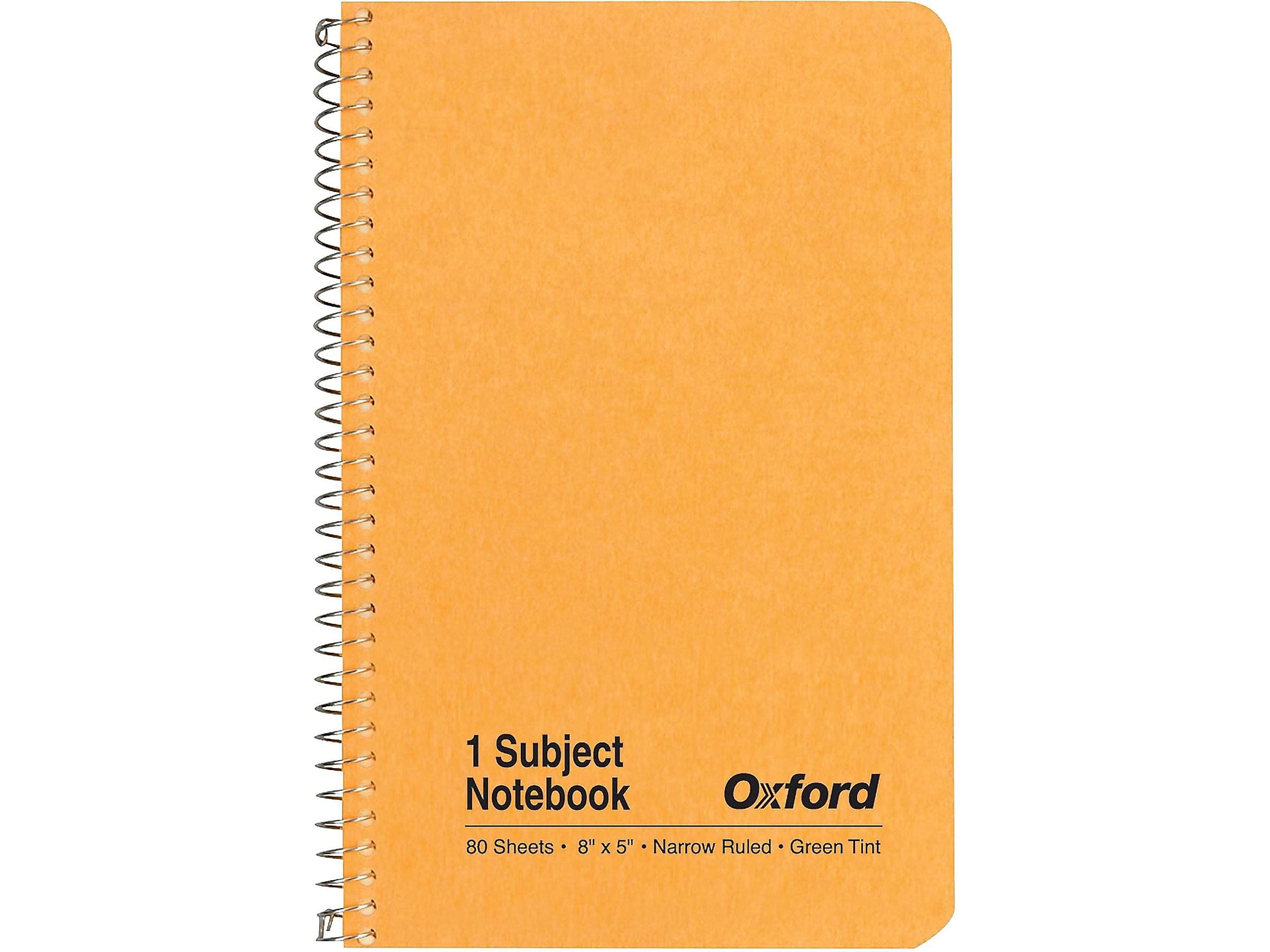 Oxford 1-Subject Kraft Notebook, 5" x 8", Narrow Rule, Kraft Cover, Green Tint Paper, 80 Sheets (25-401R)