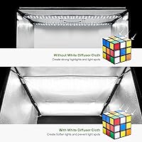 Vista 6 de Julius Studio - Caja de luz LED de 24 x 24 pulgadas con colgador de objetos de cuerda de techo, arcilla transparente para posicionamiento