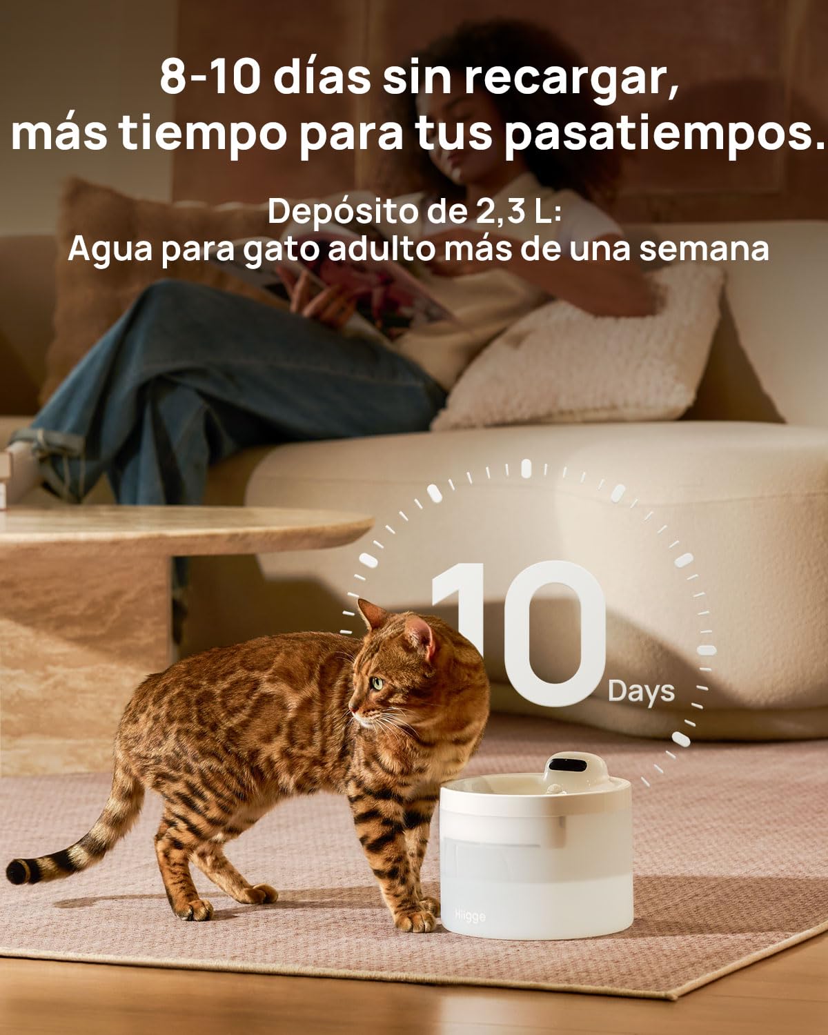 Fuente para Gatos Sin Cable[96 Días de Autonomía] Fuente de Agua para Gatos Silenciosa 25db,Control de App,Bebedero Gatos y Perro con Sensor de Movimiento,Fuente Gatos Inalámbrica,Cat Fountain