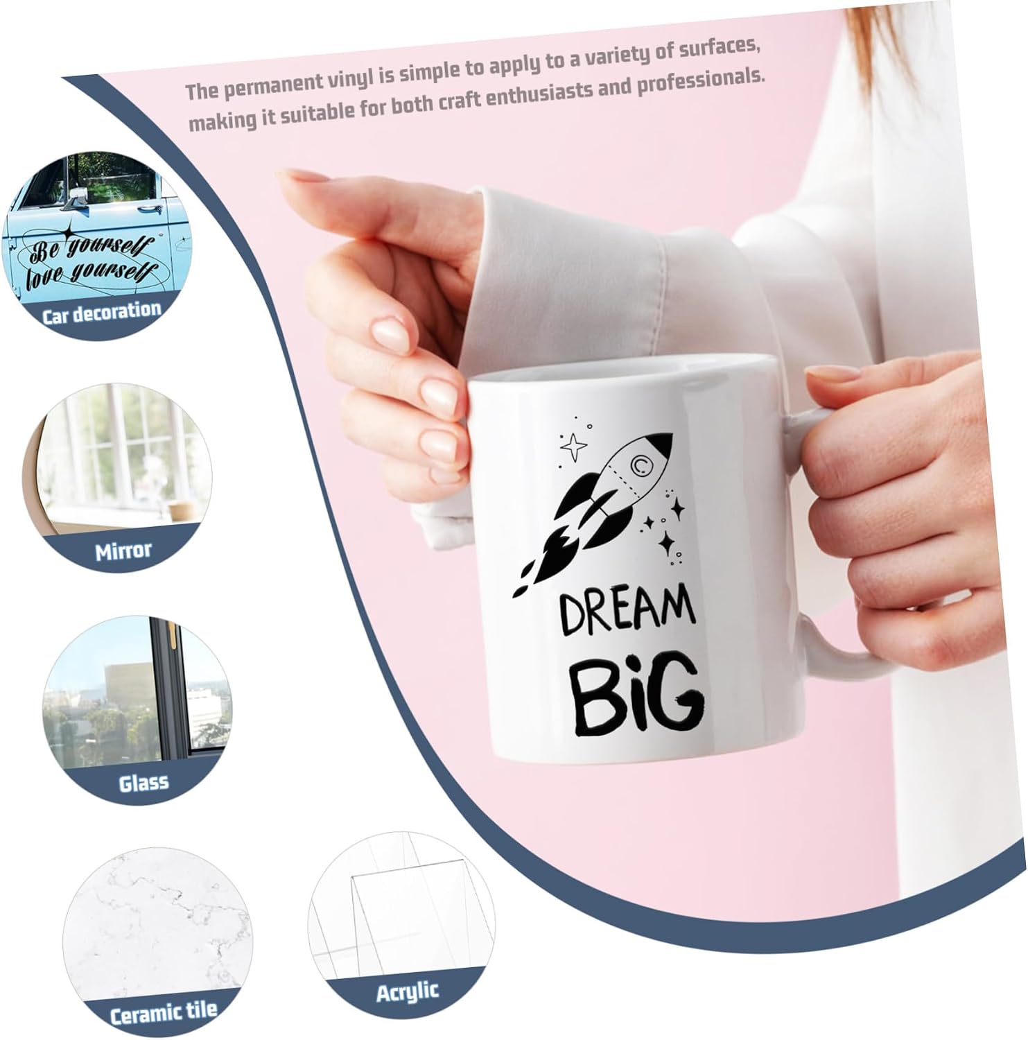 Black Adhesive Vinyl Roll for Car and Mug Projects, 30.5x500cm