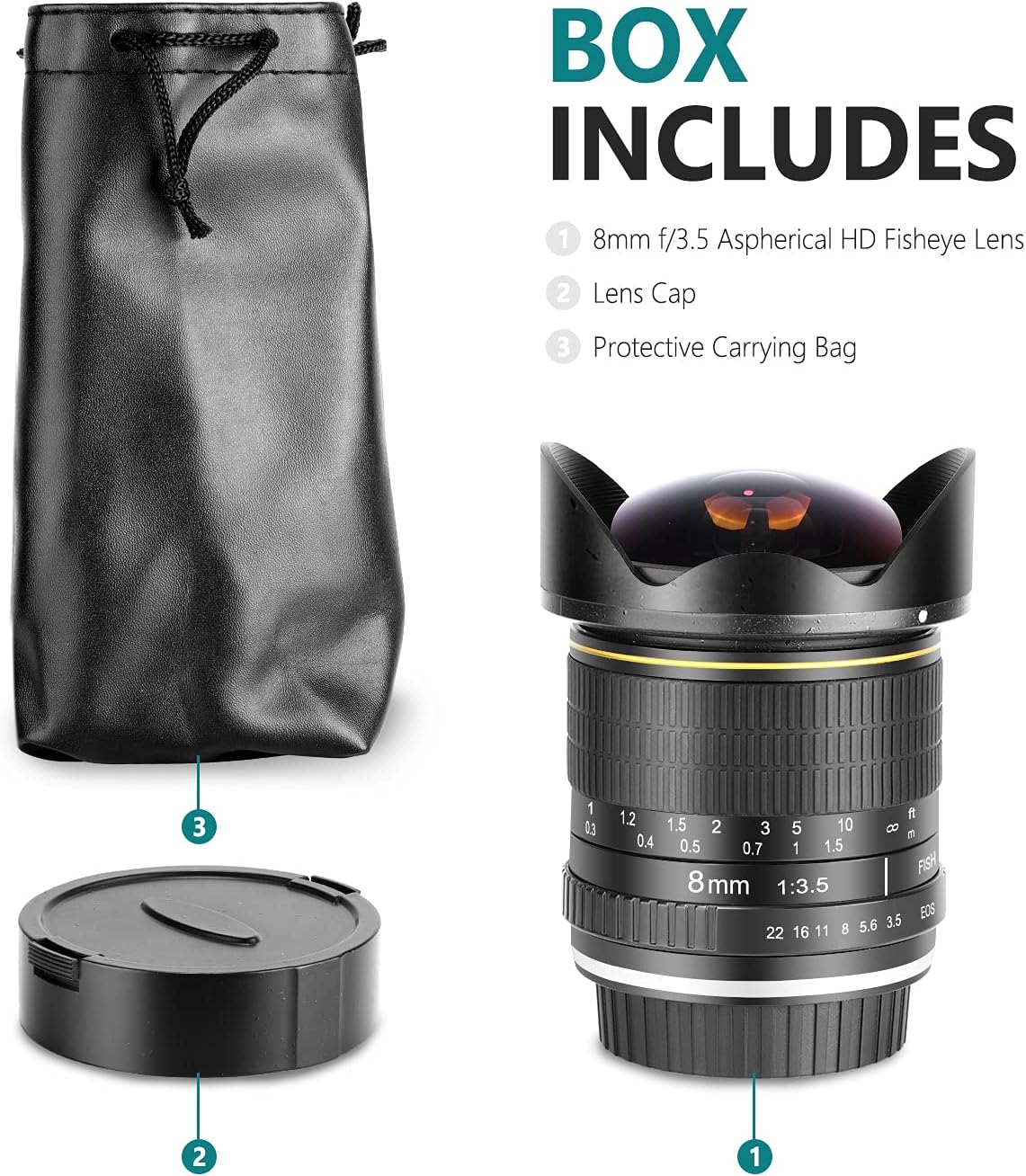 🛒 Flash Sale Neewer 8mm f/3.5-22 Manual Focus Aspherical HD Fisheye Lens with Protective Lens Cap, Removable Tulip Lens Hood and Carrying Bag for Canon DSLR Cameras