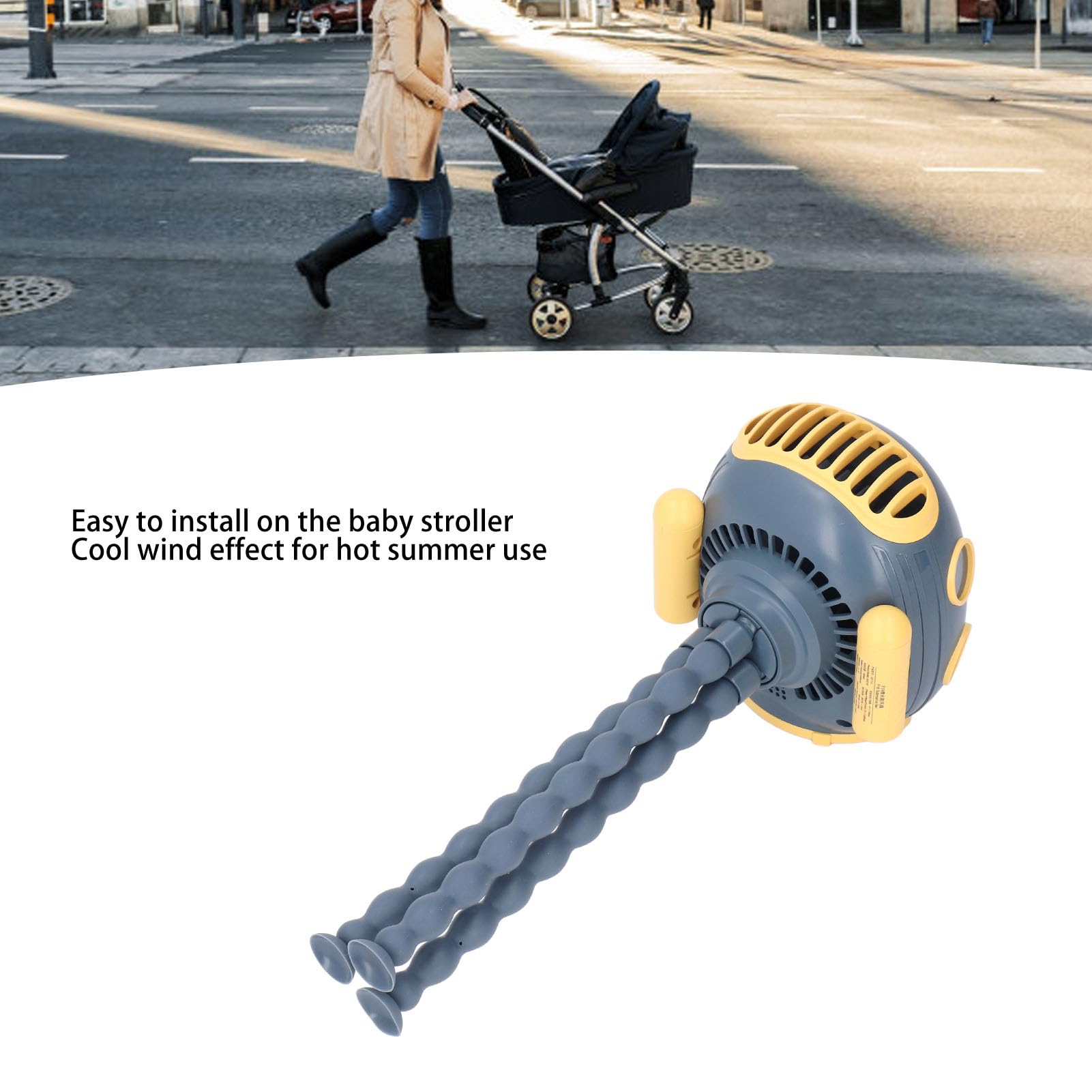 Gonetre Mini Clip de Ventilador de Cochecitos de Cochecitos con Trípode Flexible, Ventilador de Enfriamiento de Mano Automática de Conmutación Automática USB para Viajar, Cuna, Asiento